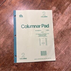 Vintage Ampad Columnar Pad 2 Column Ledger Notebook 11x8.5 Green Paper NOS